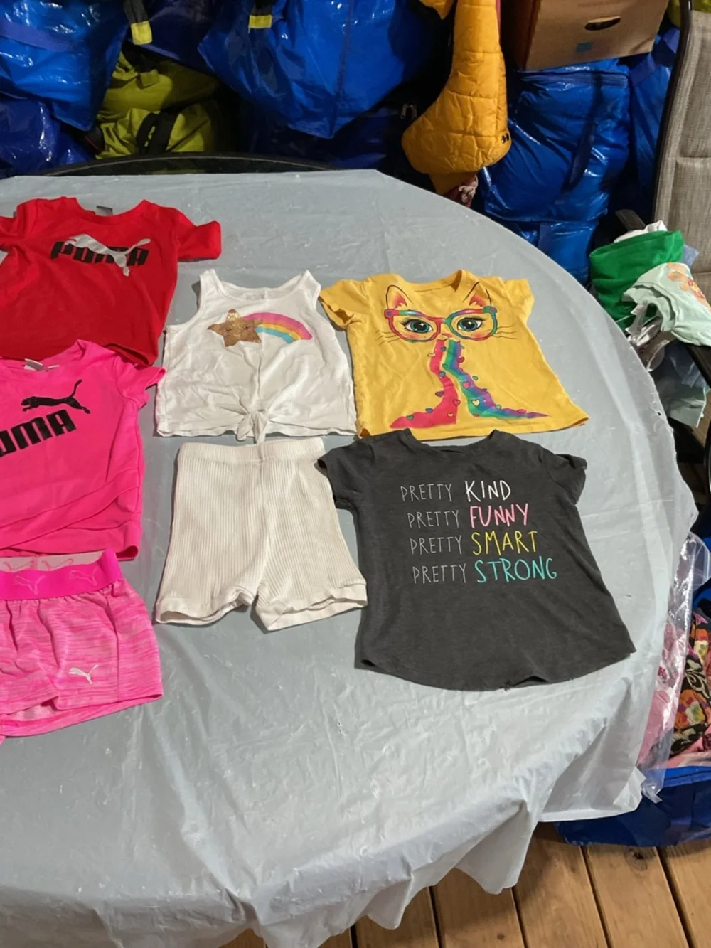 Puma Girls Pink & Red Tee and Shorts Mix 10173 - Picture 3 of 10